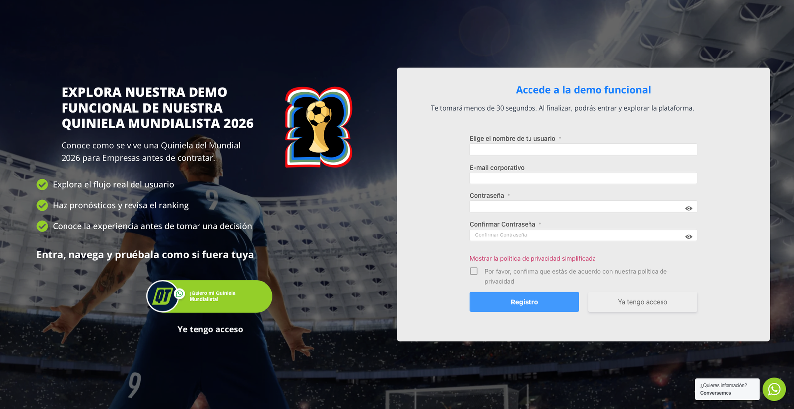 Quiniela del Mundial 2026 para Empresas | Se el líder de tu equipo